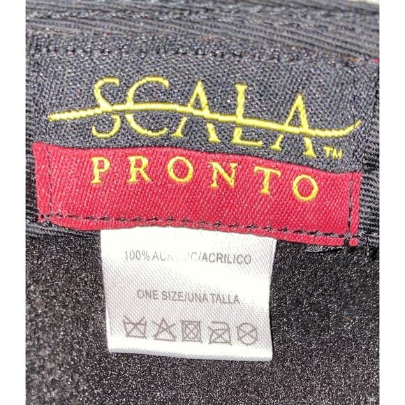 Vtg Scala Pronto Wms Grn Blk Knit Y2K Lined Cabbie Newsboy Elas Back Buckle Acc - Picture 9 of 9